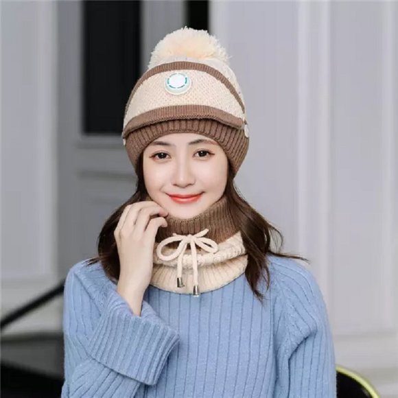 Pom Pom Beanie + Neck Gaiter + Mask combo  3pc set - Picture 4 of 5